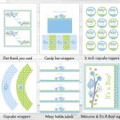 Sweet Baby Bird Baby Boy Printable Baby Shower Party Package #A118