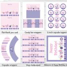 Pink Purple Butterfly Garden Printable Birthday Party Package #A120