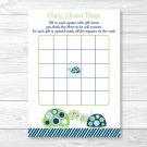 Mod Green Turtle Mom And Baby Printable Baby Shower Bingo Cards #A126