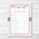 Modern Pink Chevron Baby Shower Wishes For Baby Advice Cards #A127