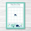 Little Blue Whale Nautical Printable Baby Shower Bingo Cards #A129