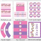 Girl Owl Blossom Printable Baby Shower Party Package #A133