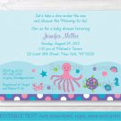 Pink Under The Sea Octopus Turtle Nautical Baby Shower Invitation Editable PDF #A145