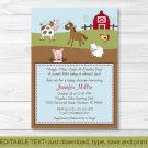 Farm Babies Cow Horse Pig Sheep Printable Baby Shower Invitation Editable PDF #A146
