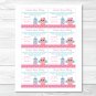 Pink Owl Printable Baby Shower "Guess How Many?" Game Cards #A162
