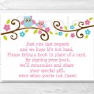 Pink Owl Printable Baby Shower Book Request Cards #A162