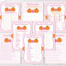 Pink Pumpkin Chevron Baby Shower Games Pack - 8 Printable Games #A166