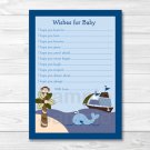 Ahoy Mate Whale Island Monkey Printable Baby Shower Wishes For Baby Advice Cards #A171