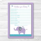 Mod Elephant Owl Forest Printable Baby Shower Wishes For Baby Advice Cards #A100
