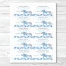 Blue And Grey Polka Dot Elephant Printable Baby Shower Diaper Raffle Tickets #A135