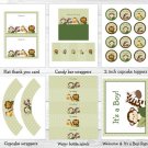 Jungle Friends Animal Safari Printable Baby Shower Party Package #A169