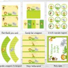 Bright Safari Jungle Animals Printable Birthday Party Package #A179
