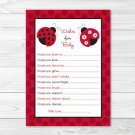 Little Red Ladybug Printable Baby Shower Wishes For Baby Advice Cards #A177