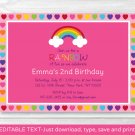 Rainbow Hearts Printable Birthday Invitation Editable PDF #A190
