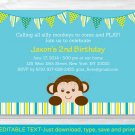 Lil Mod Monkey Printable Birthday Invitation Editable PDF #A192