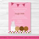 Cookies & Milk Printable Baby Shower Invitation Editable PDF #A195