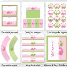 Preppy Pink Whale Printable Birthday Party Package #A205
