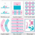 Pink Crab Under The Sea Nautical Printable Birthday Party Package #A206