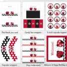 Little Red Ladybug Garden Printable Birthday Party Package #A214