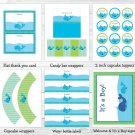 Lil Blue Whale Nautical Baby Boy Printable Baby Shower Party Package #A215