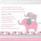 Pink Polka Dot Elephant Jungle Printable Baby Shower Invitation Editable PDF #A160