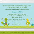 Pond Pals Turtle Frog Printable Baby Shower Invitation Editable PDF #A219