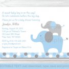 Blue Gray Polka Dot Elephant Printable Baby Shower Invitation Editable PDF #A135