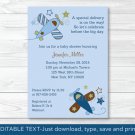 Lil Aviator Stars And Stripes Printable Baby Shower Invitation Editable PDF #A226