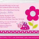 Ladybug Pink Purple Flower Garden Printable Baby Shower Invitation Editable PDF #A227