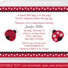 Red Lil Ladybug Printable Baby Shower Invitation Editable PDF #A177