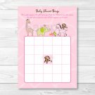 Safari Girl Jungle Animal Printable Baby Shower Bingo Cards #A229