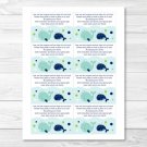 Little Blue Whale Nautical Printable Baby Shower Book Request Cards #A129