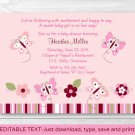 Taffy Pink Butterfly Paradise Printable Baby Shower Invitation Editable PDF #A233
