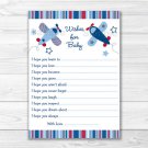 Lil Aviator Airplane Printable Baby Shower Wishes For Baby Advice Cards #A112