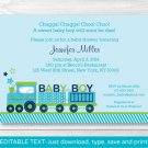 Green Choo Choo Train Baby Boy Printable Baby Shower Invitation Editable PDF #A238