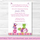 Tropical Garden Pond Frog Turtle Printable Baby Shower Invitation Editable PDF #A241