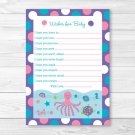 Under The Sea Nautical Pink Printable Baby Shower Wishes For Baby Advice Cards #A145
