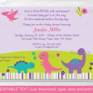 Girl Dinosaur Printable Baby Shower Invitation Editable PDF #A243