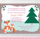 Woodland Girl Fox Momma & Baby Printable Baby Shower Invitation Editable PDF #A244