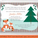 Woodland Fox Birch Tree Mom & Baby Printable Baby Shower Invitation Editable PDF #A245
