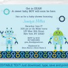 Baby Bots Boy Robot Printable Baby Shower Invitation Editable PDF #A252
