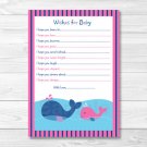 Lil Pink Whale Printable Baby Shower Wishes For Baby Advice Cards #A254