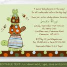 Mod Stacked Turtle Frog Printable Baby Shower Invitation Editable PDF #A255