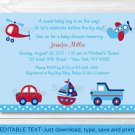 Transportation Around The Town Printable Baby Shower Invitation Editable PDF #A137