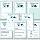 Little Blue Whale Nautical Baby Shower Games Pack - 8 Printable Games #A129