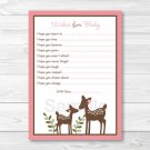 Pink Willow Deer Printable Baby Shower Wishes For Baby Advice Cards #A200