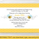 Sweet Little Bumble Bee Printable Baby Shower Invitation Editable PDF #A134
