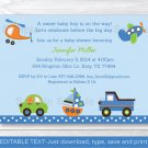 Car Truck Boat Airplane Helicopter Printable Baby Shower Invitation Editable PDF #A111