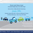 Around The Town Cars & Trucks Printable Baby Shower Invitation Editable PDF #A265