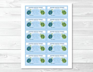 Sea Turtle Reef Printable Baby Shower Diaper Raffle Tickets #A144